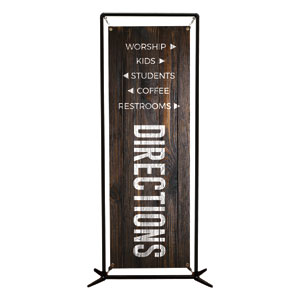 Dark Wood Directional 2' x 6' Banner