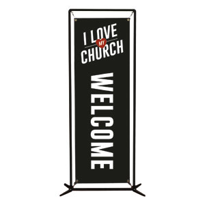 I Love My Church Heart 2' x 6' Banner
