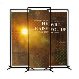 Psalm 37:34 Triptych 2' x 6' Banner