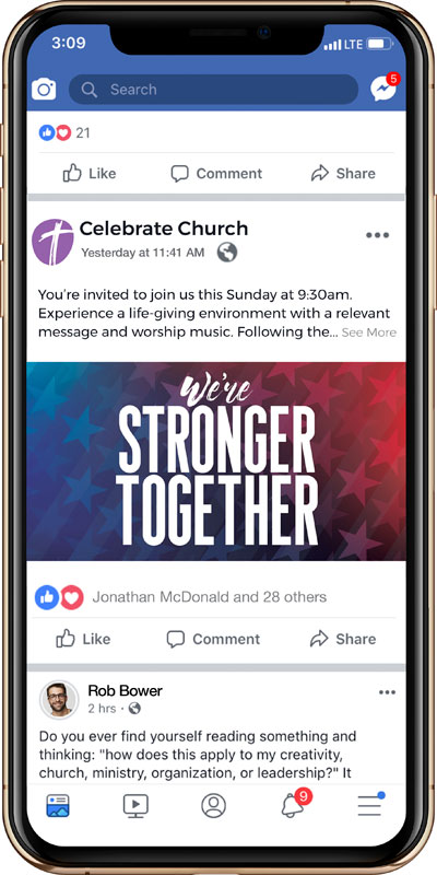 Social Ads, Back To Church Sunday, BTCS Stronger Together Stars