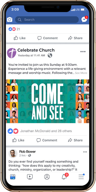 Social Ads, Back To Church Sunday, BTCS Stronger Together People Come and See