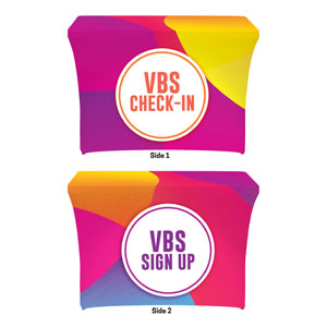 Curved Colors VBS Sign Up Check In Stretch Table Covers