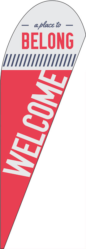 Banners, Welcome, To Belong Red, 2' x 8.5'