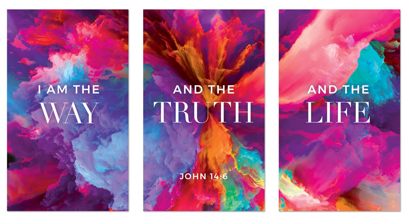 Banners, Easter, Easter Color Smoke Triptych, 3 x 5
