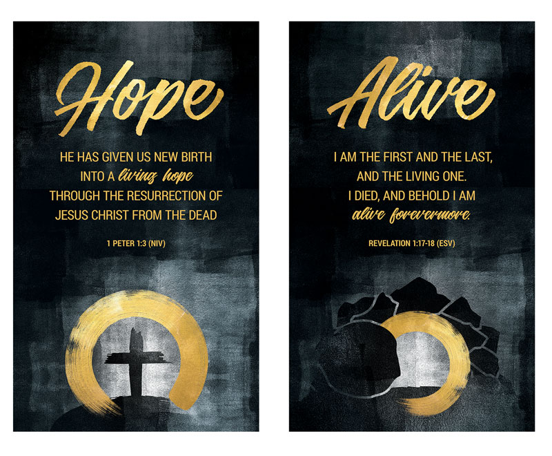 Banners, Easter, Hope Is Alive Gold Pair, 3 x 5