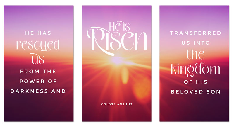 Banners, Easter, He Is Risen Light Triptych, 3 x 5