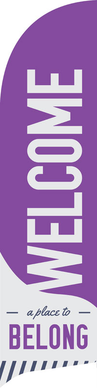 Banners, Welcome, To Belong Purple, 2' x 8.5'