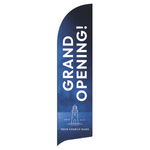Grand Opening Blue Flag Banner