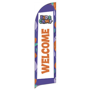Kids Camp Purple Flag Banner