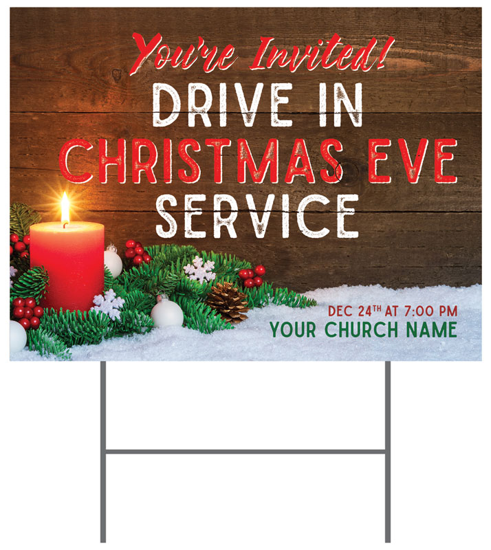 Yard Signs, Christmas, Drive In Christmas Candle, 18 x 24