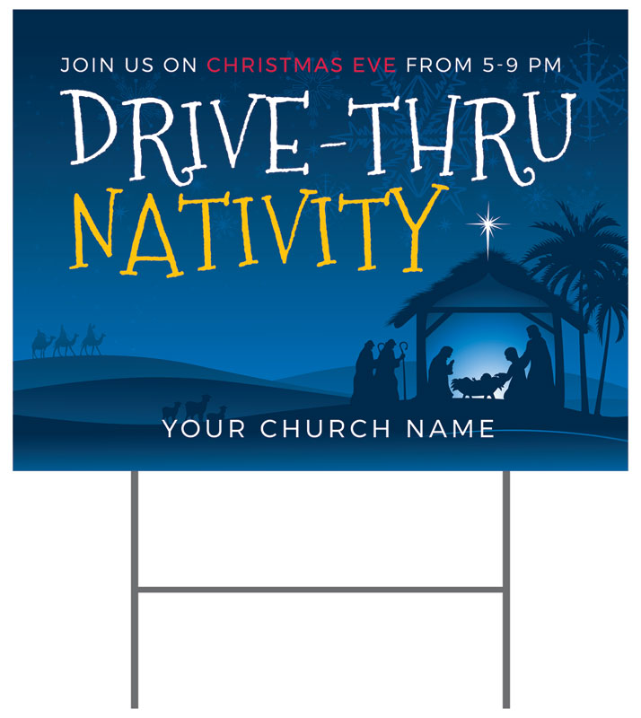 Yard Signs, Christmas, Drive-Thru Christmas Nativity, 18 x 24