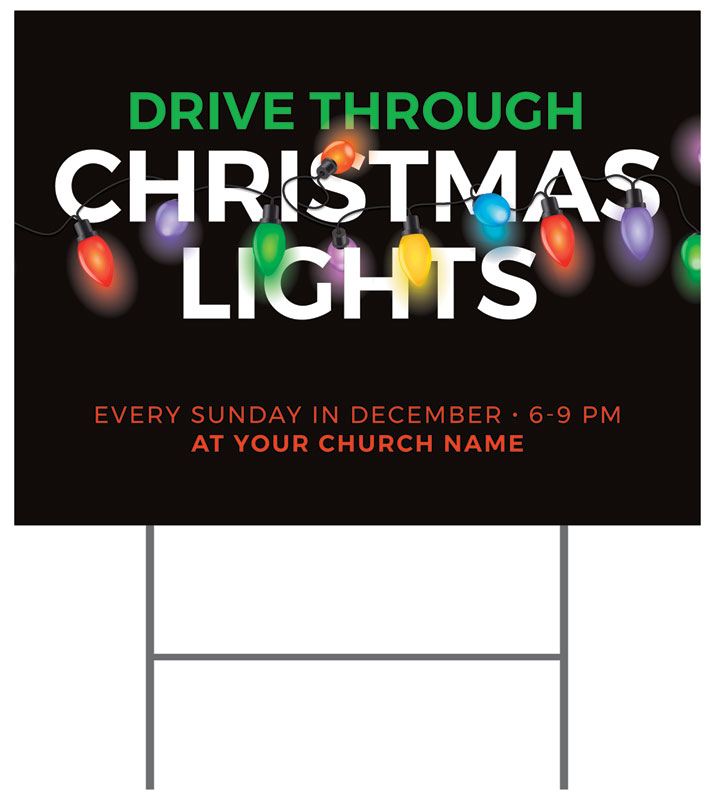 Yard Signs, Christmas, Drive Through Christmas Lights, 18 x 24