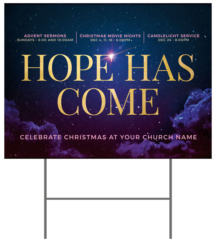Yard Signs, Christmas, Hope Has Come Sky, 18 x 24