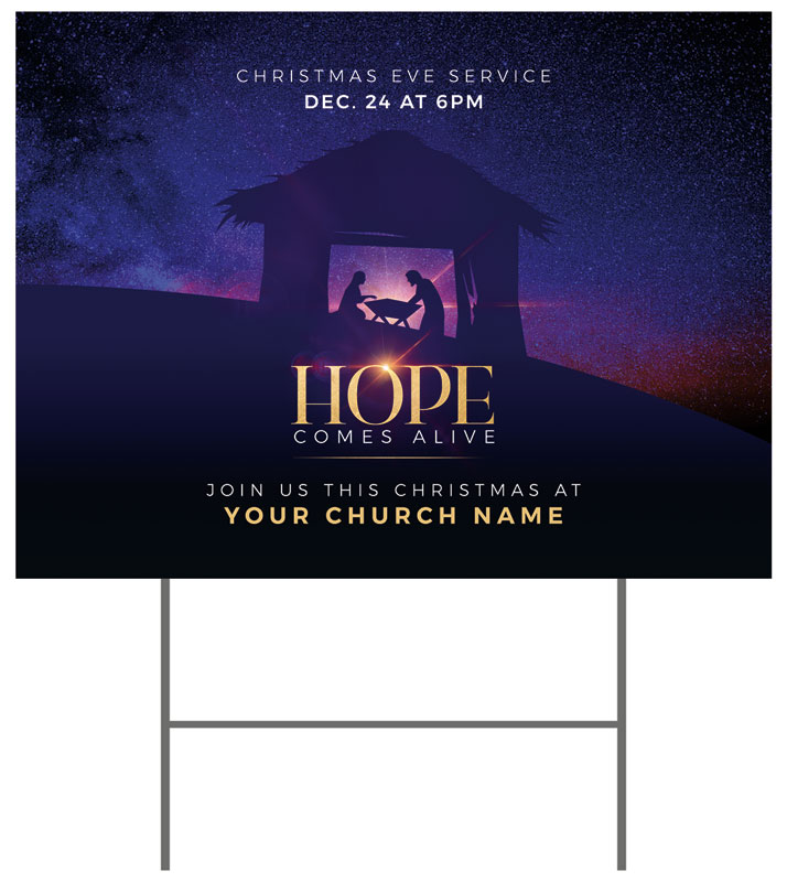 Yard Signs, Christmas, Hope Comes Alive Manger, 18 x 24