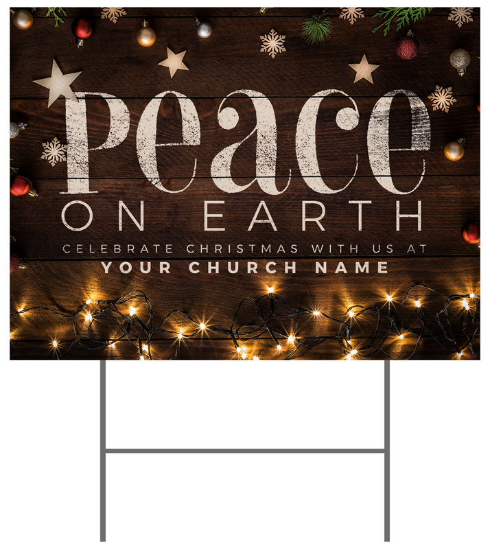 Yard Signs, Christmas, Peace On Earth Stars, 18 x 24
