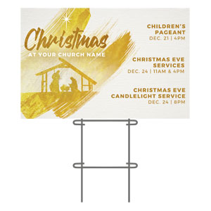 Christmas Gold Brush Stroke 36"x23.5" Large YardSigns