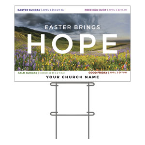 Easter Brings Hope Flowers 36"x23.5" Large YardSigns